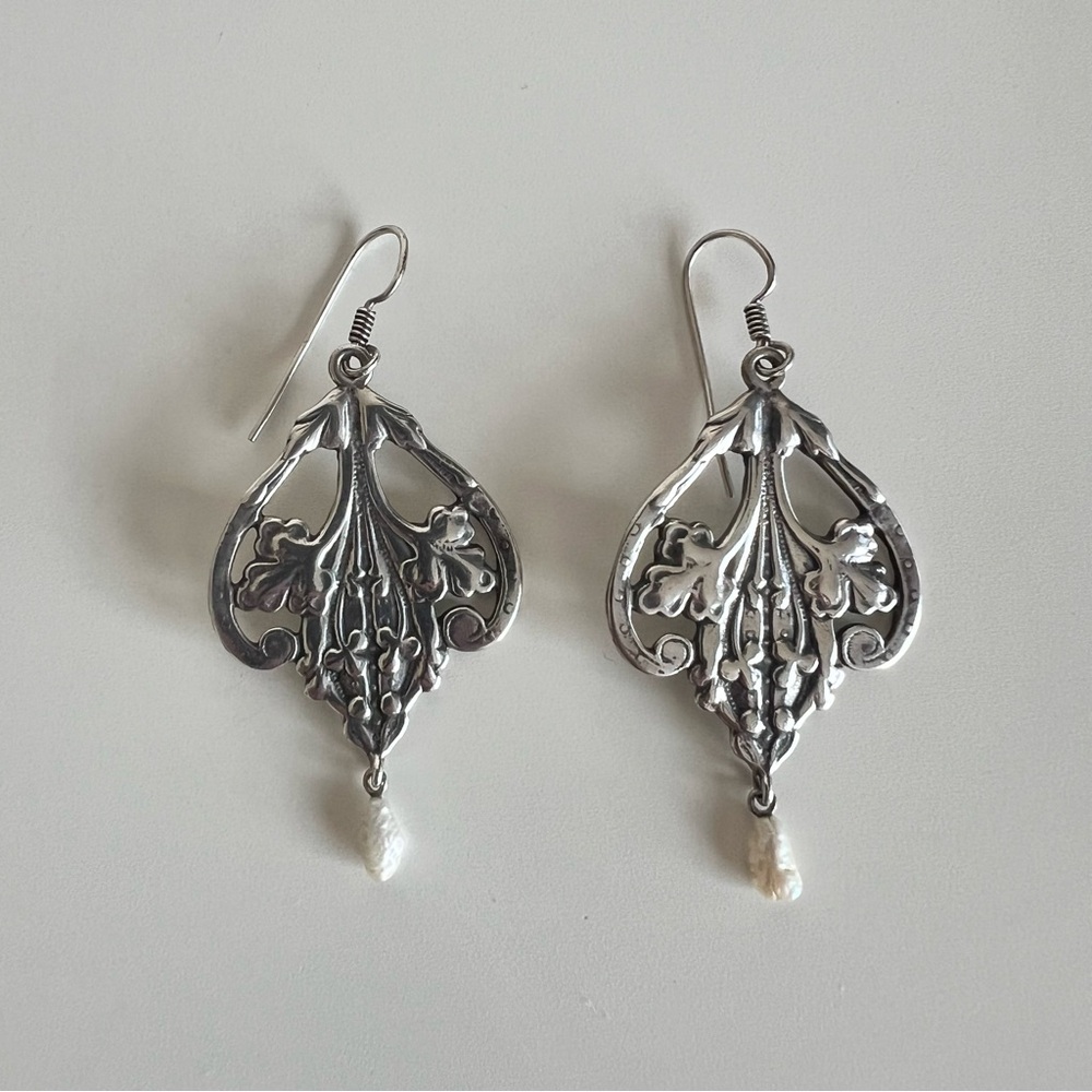 Vintage Steve Stamas Sterling Silver Drop Earrings - Picture 3 of 7